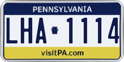 PA license plate LHA1114