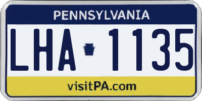 PA license plate LHA1135