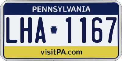 PA license plate LHA1167