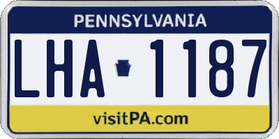 PA license plate LHA1187