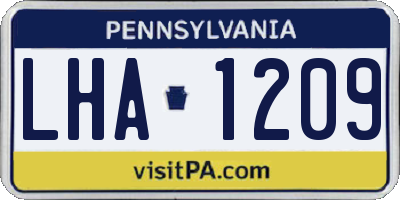 PA license plate LHA1209