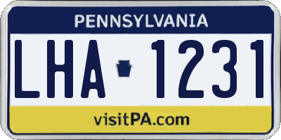 PA license plate LHA1231