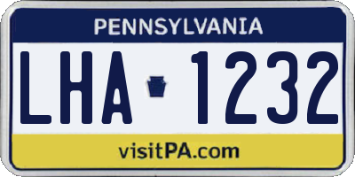 PA license plate LHA1232