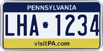PA license plate LHA1234