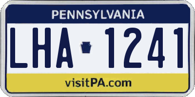 PA license plate LHA1241