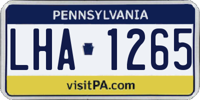 PA license plate LHA1265
