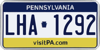 PA license plate LHA1292