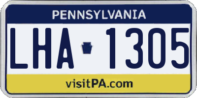 PA license plate LHA1305