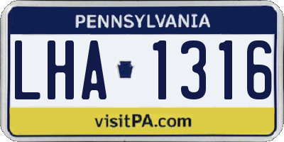 PA license plate LHA1316