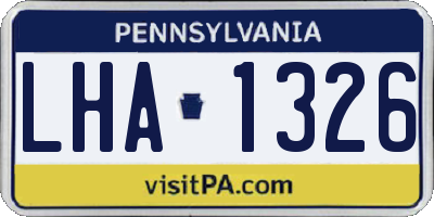 PA license plate LHA1326