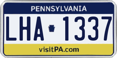 PA license plate LHA1337