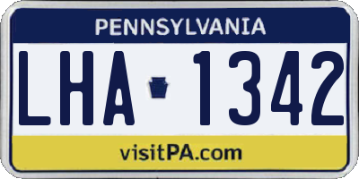PA license plate LHA1342