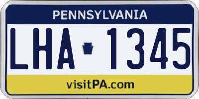 PA license plate LHA1345