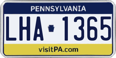 PA license plate LHA1365