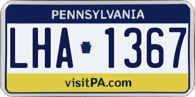 PA license plate LHA1367