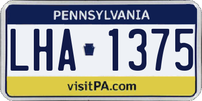 PA license plate LHA1375