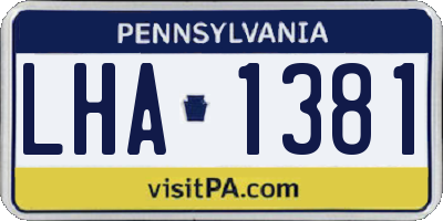 PA license plate LHA1381