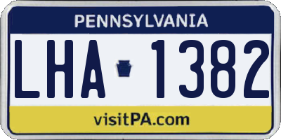 PA license plate LHA1382
