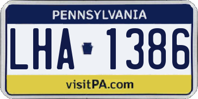 PA license plate LHA1386