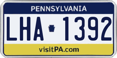 PA license plate LHA1392