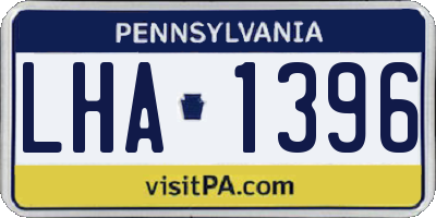 PA license plate LHA1396
