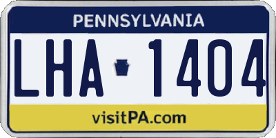 PA license plate LHA1404