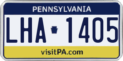 PA license plate LHA1405