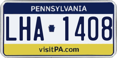 PA license plate LHA1408
