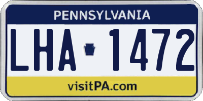 PA license plate LHA1472