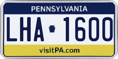 PA license plate LHA1600