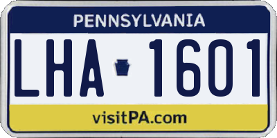 PA license plate LHA1601