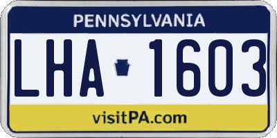 PA license plate LHA1603