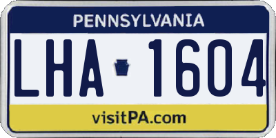 PA license plate LHA1604