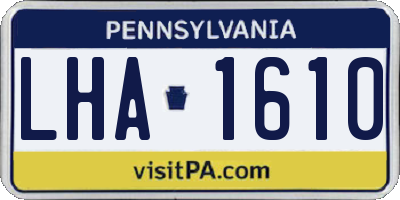 PA license plate LHA1610