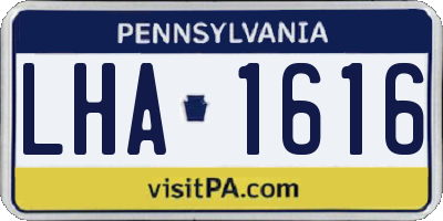 PA license plate LHA1616