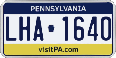PA license plate LHA1640