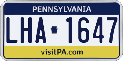 PA license plate LHA1647
