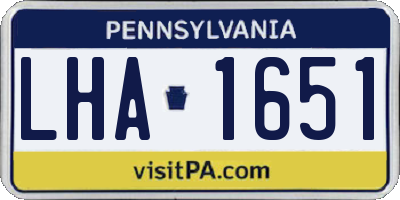 PA license plate LHA1651