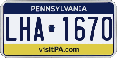 PA license plate LHA1670