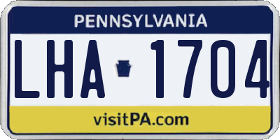 PA license plate LHA1704