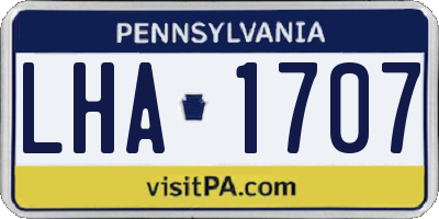 PA license plate LHA1707