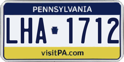 PA license plate LHA1712