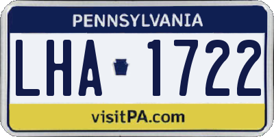 PA license plate LHA1722