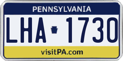 PA license plate LHA1730
