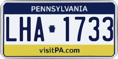 PA license plate LHA1733