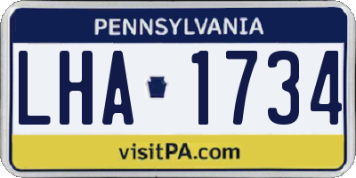 PA license plate LHA1734