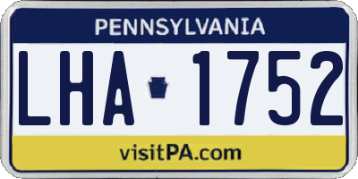 PA license plate LHA1752