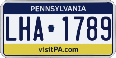 PA license plate LHA1789