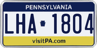 PA license plate LHA1804