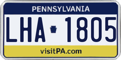 PA license plate LHA1805